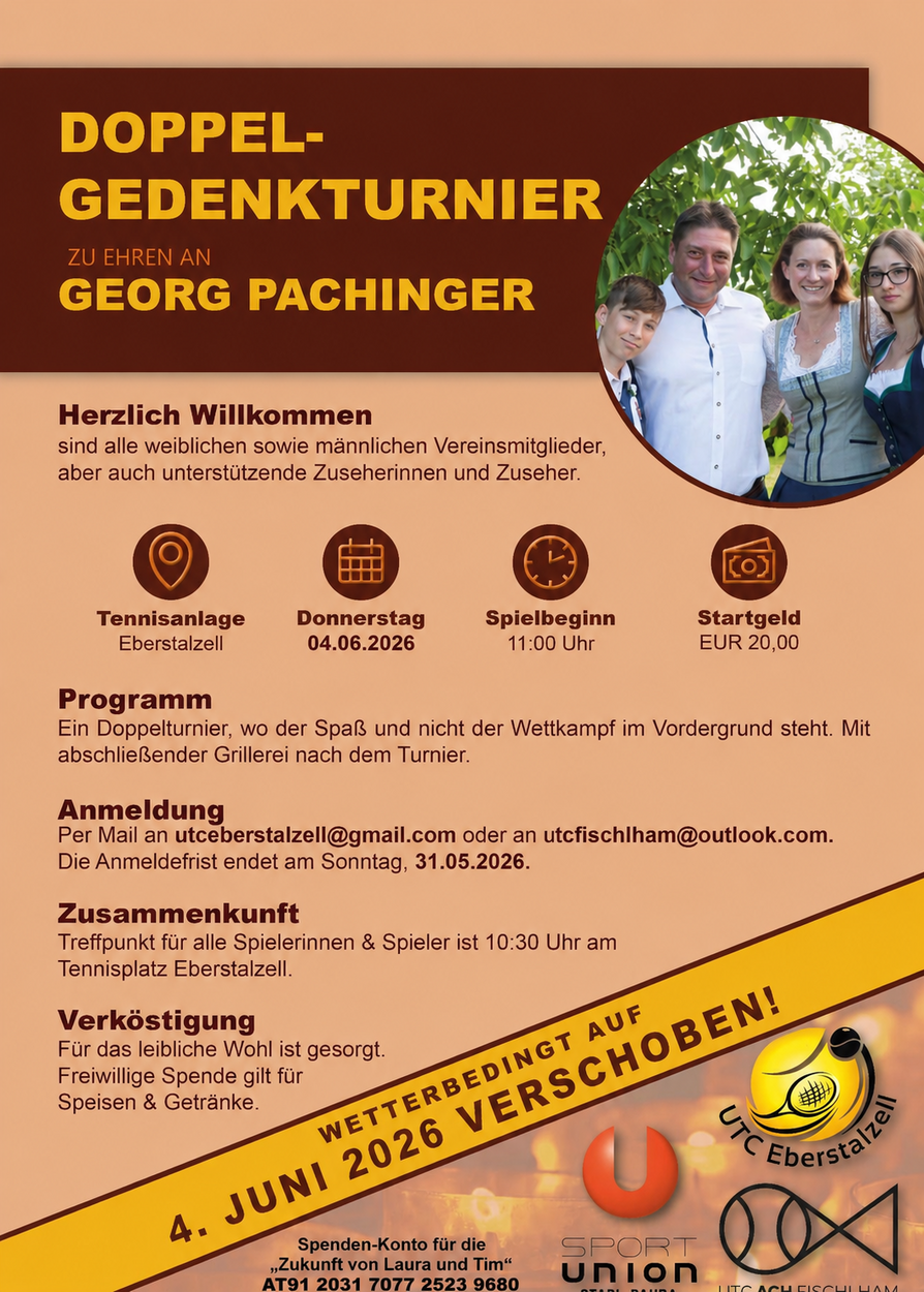 *VERSCHOBEN* 2. Georg Pachinger Doppel- Gedenkturnier