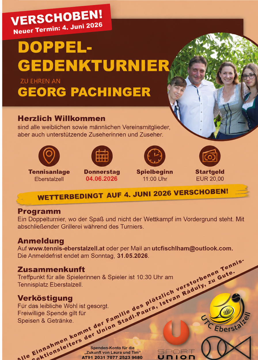 *VERSCHOBEN* 2. Georg Pachinger Doppel- Gedenkturnier